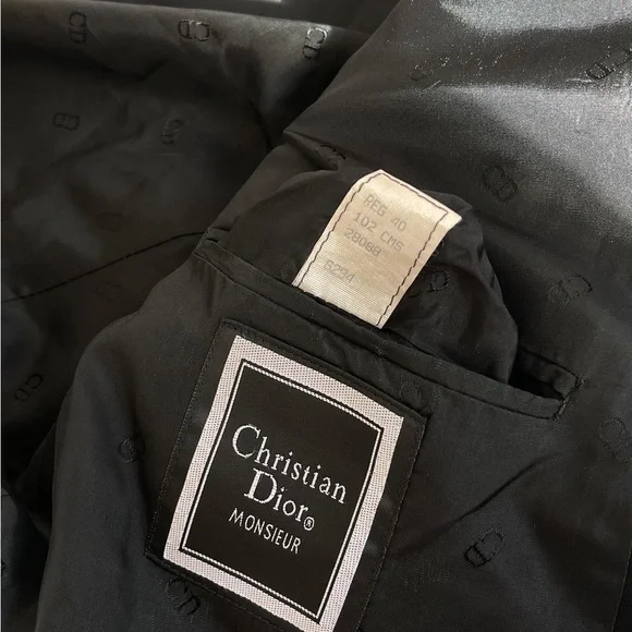 Vintage Christian Dior Monsieur Tuxedo Double Breasted Wool Blazer Jacket. Black - Picture 4 of 7